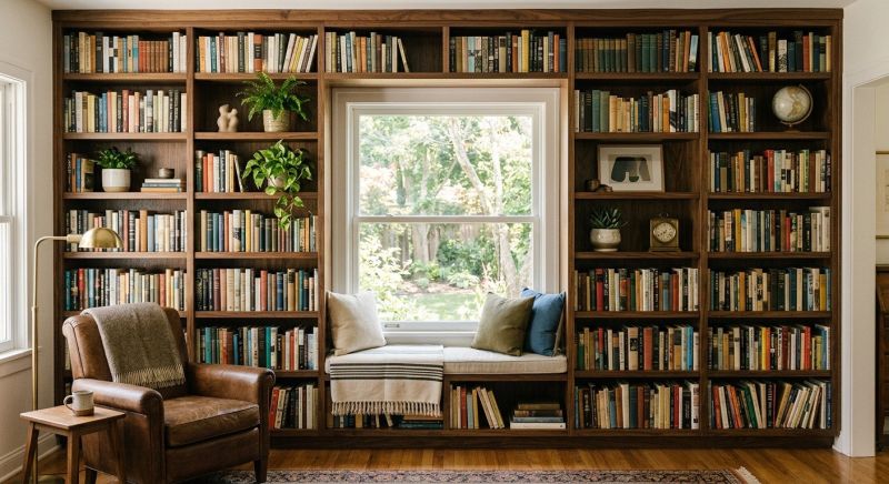 Built In Bookcase Installation in Durham, NC